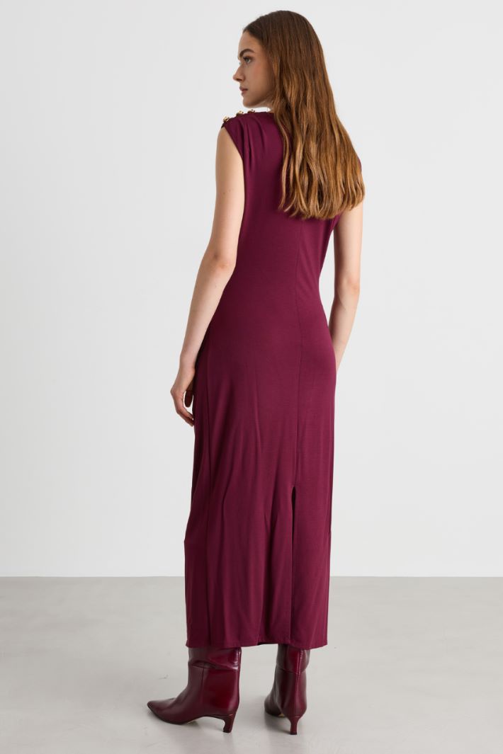 Fitted jersey dress - BORDEAUX - Intrend - 4