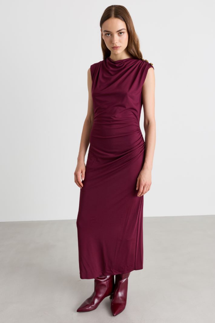 Fitted jersey dress - BORDEAUX - Intrend - 2