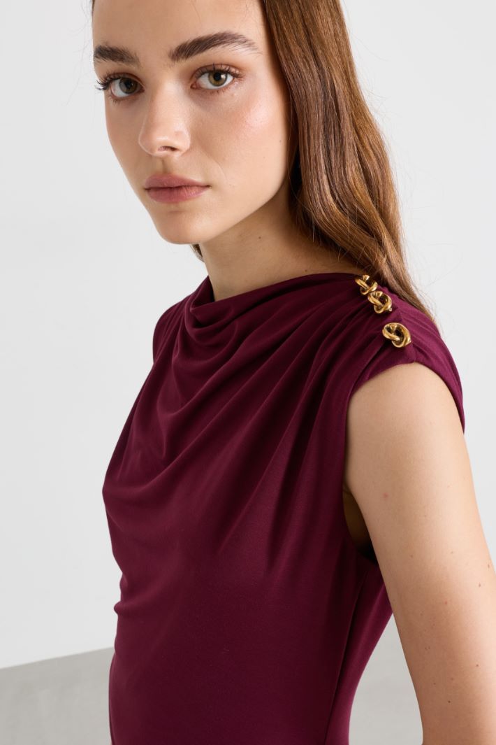 Fitted jersey dress - BORDEAUX - Intrend - 3