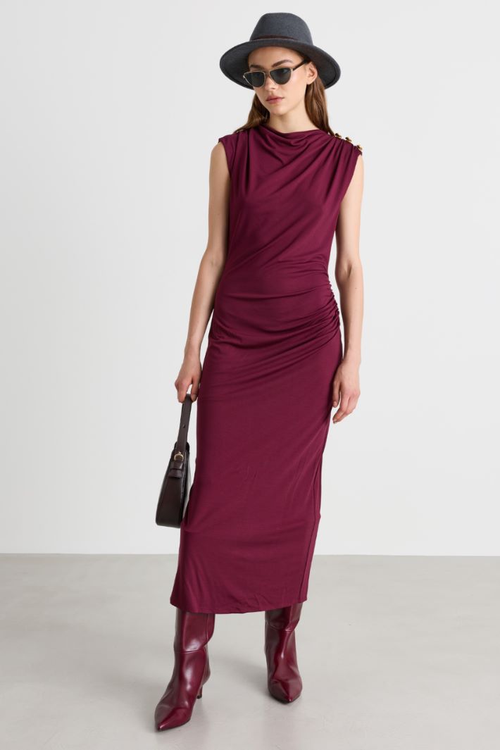 Fitted jersey dress - BORDEAUX - Intrend