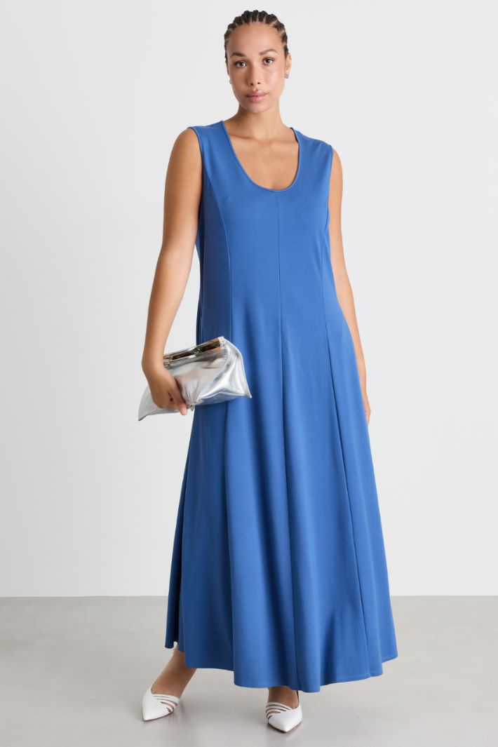 Semi-fitted jersey dress - LIGHT BLUE - Intrend