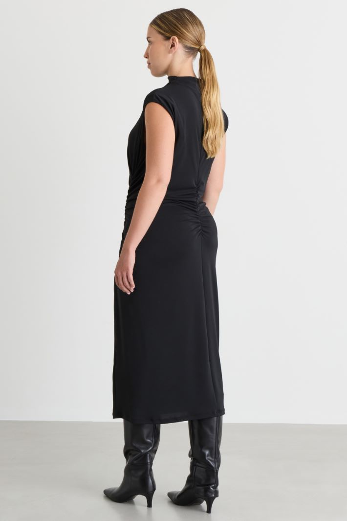 Draped jersey dress - BLACK - Intrend - 4