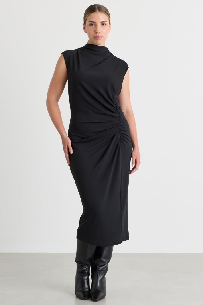 Draped jersey dress - BLACK - Intrend - 2