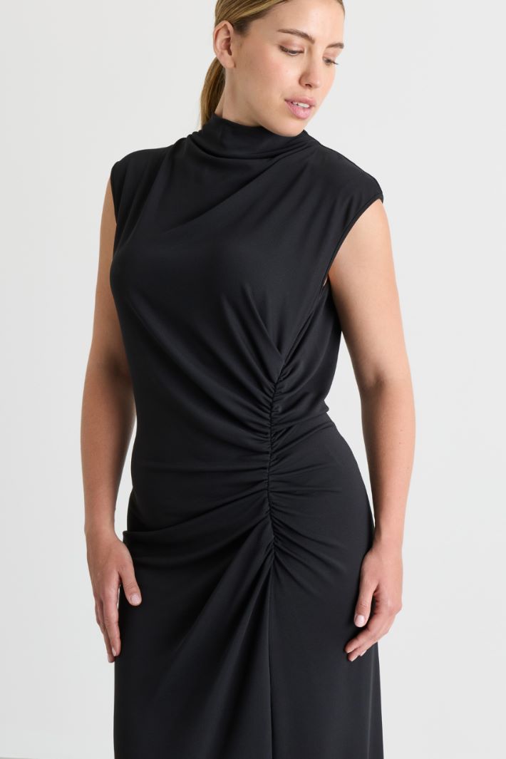 Draped jersey dress - BLACK - Intrend - 3