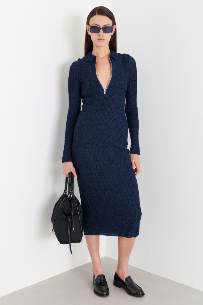 Jersey midi dress - BLUE - Intrend