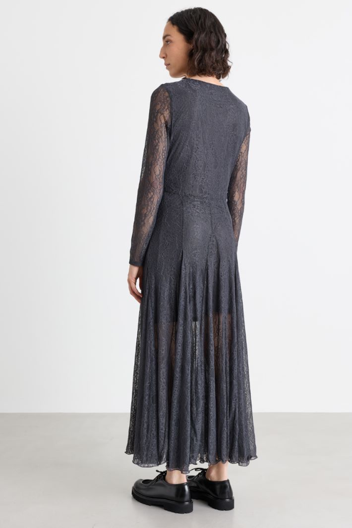 Floral lace jersey dress - GREY - Intrend - 4
