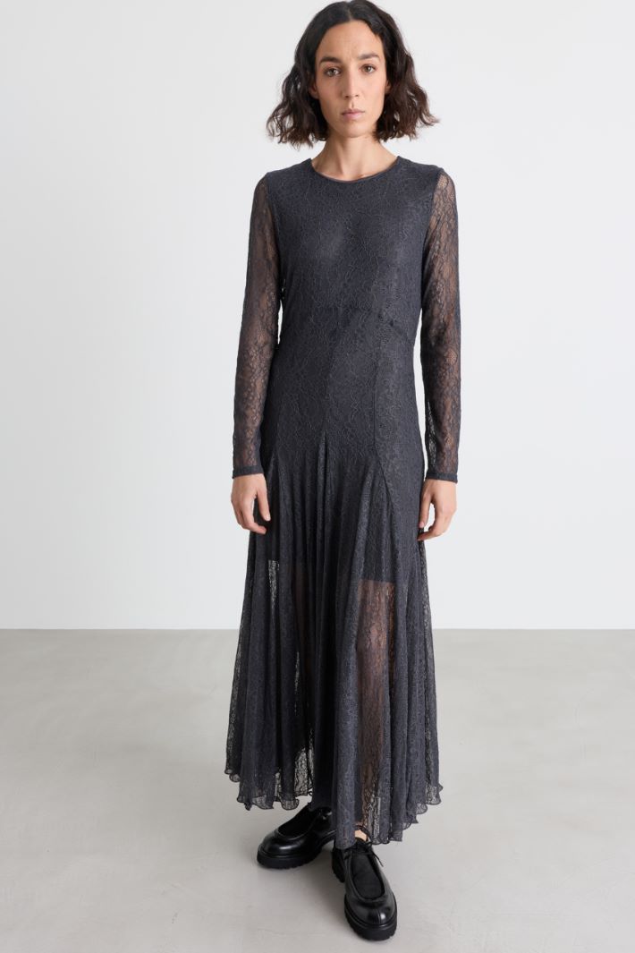 Floral lace jersey dress - GREY - Intrend - 2