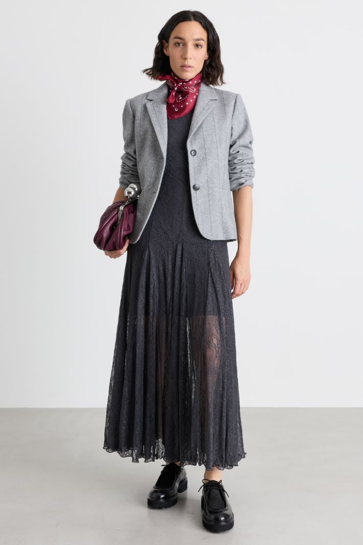 Floral lace jersey dress - GREY - Intrend