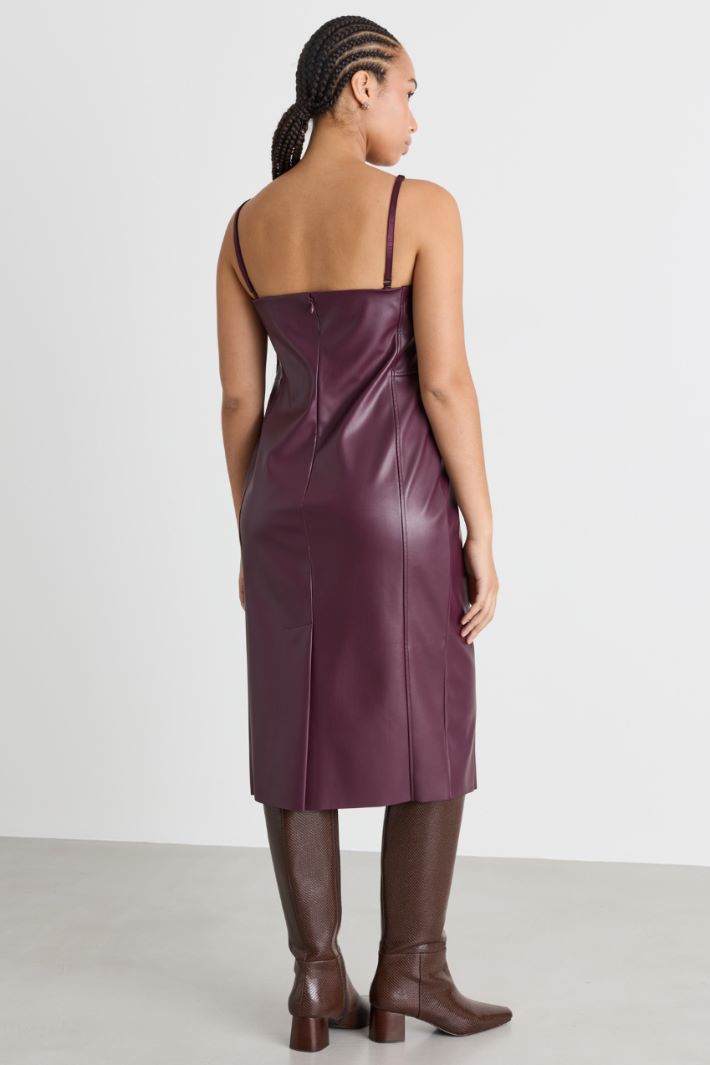 Coated jersey bustier dress - BORDEAUX - Intrend - 4