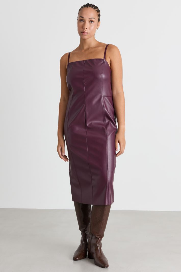 Coated jersey bustier dress - BORDEAUX - Intrend - 2