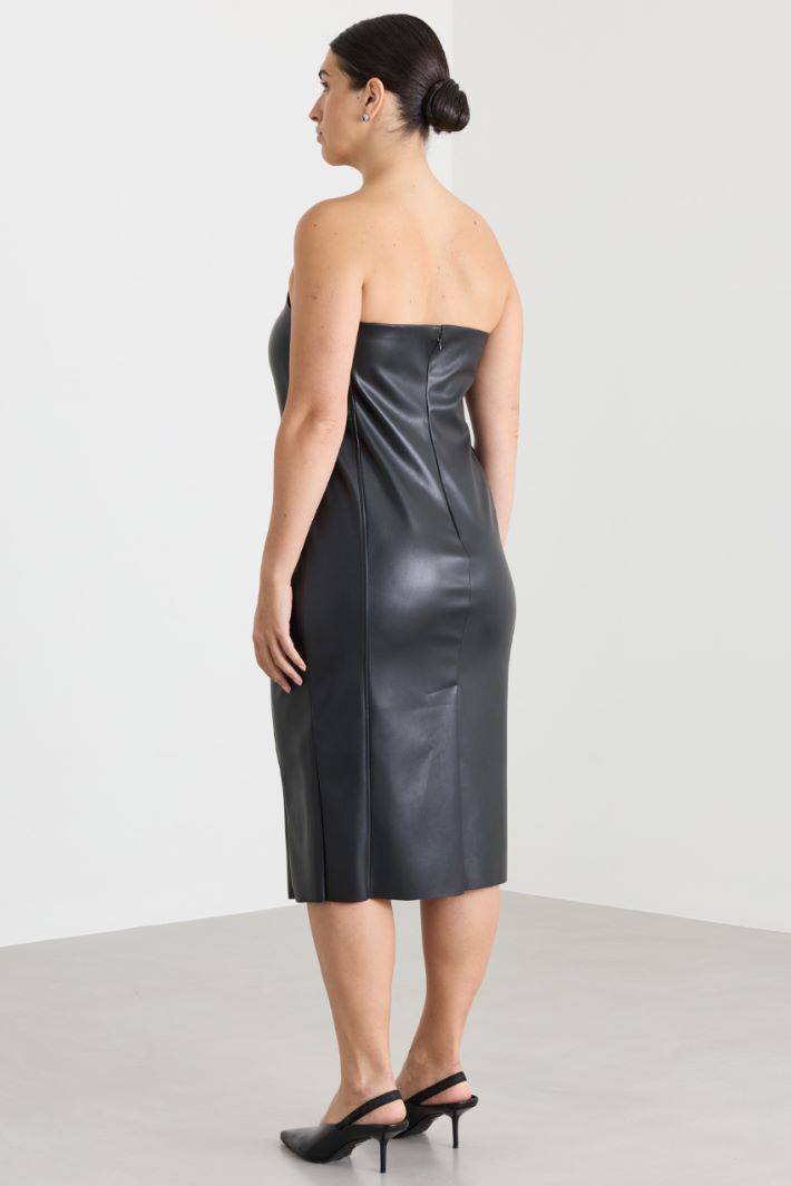 Coated jersey bustier dress - BLACK - Intrend - 4