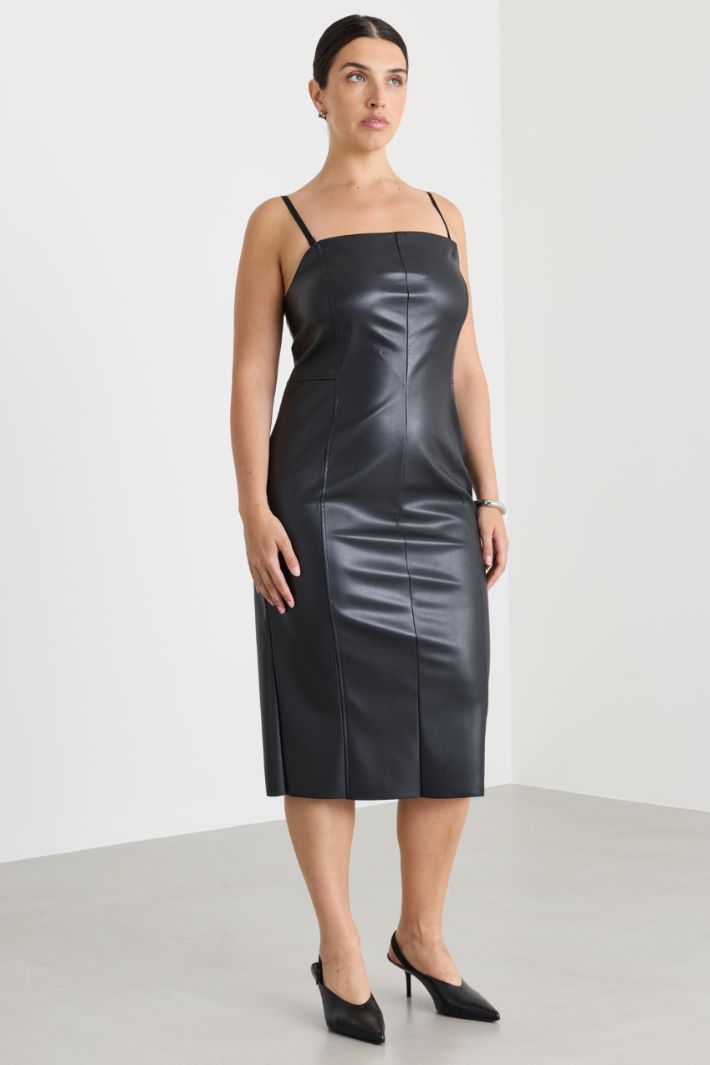 Coated jersey bustier dress - BLACK - Intrend - 2