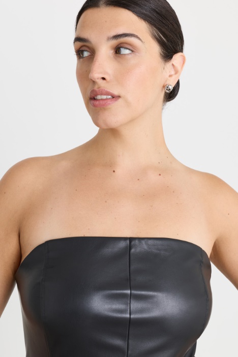 Abito bustier in jersey spalmato