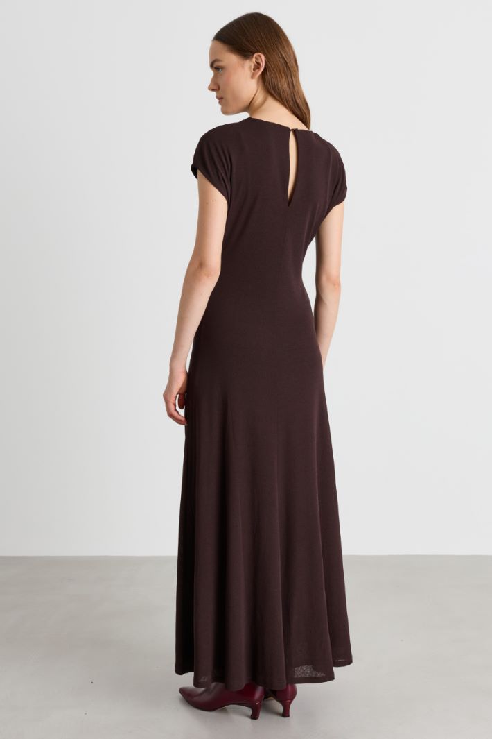 Long tulle jersey dress - BLACK - Intrend - 4