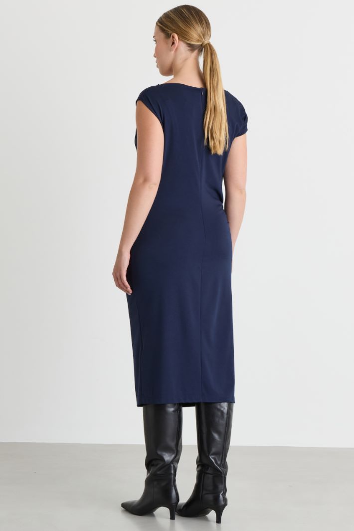 Draped jersey dress - BLUE - Intrend - 4