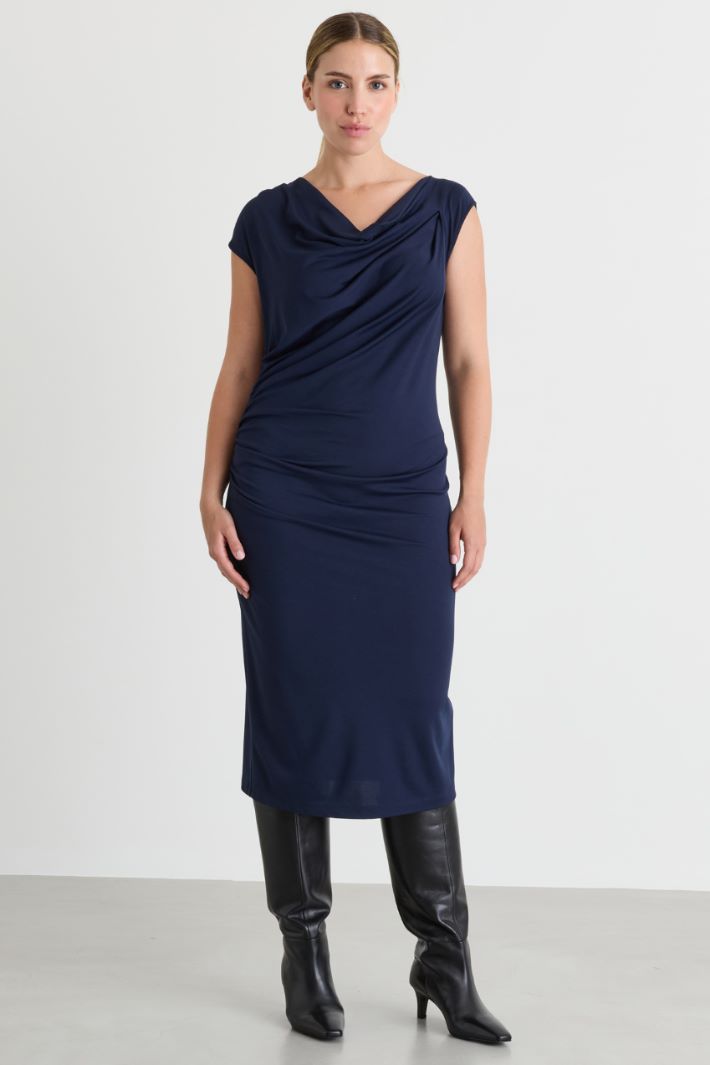 Draped jersey dress - BLUE - Intrend - 2