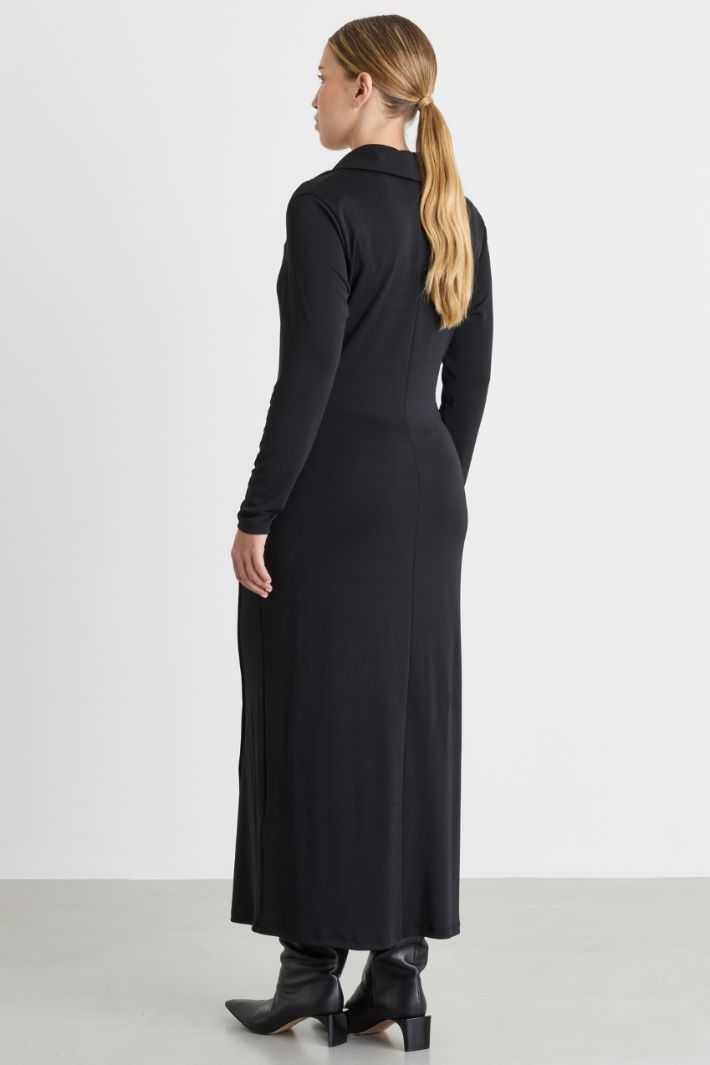 Draped crossover jersey dress - BLACK - Intrend - 4