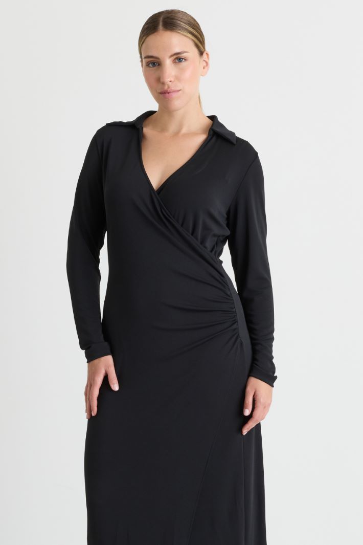 Draped crossover jersey dress - BLACK - Intrend - 2