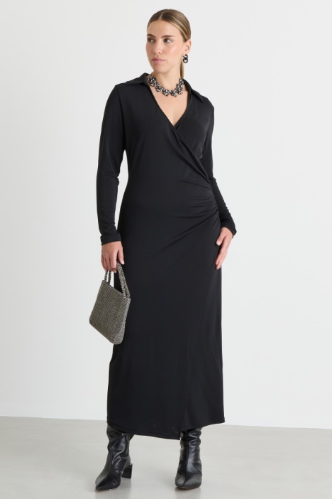 Draped crossover jersey dress - Intrend