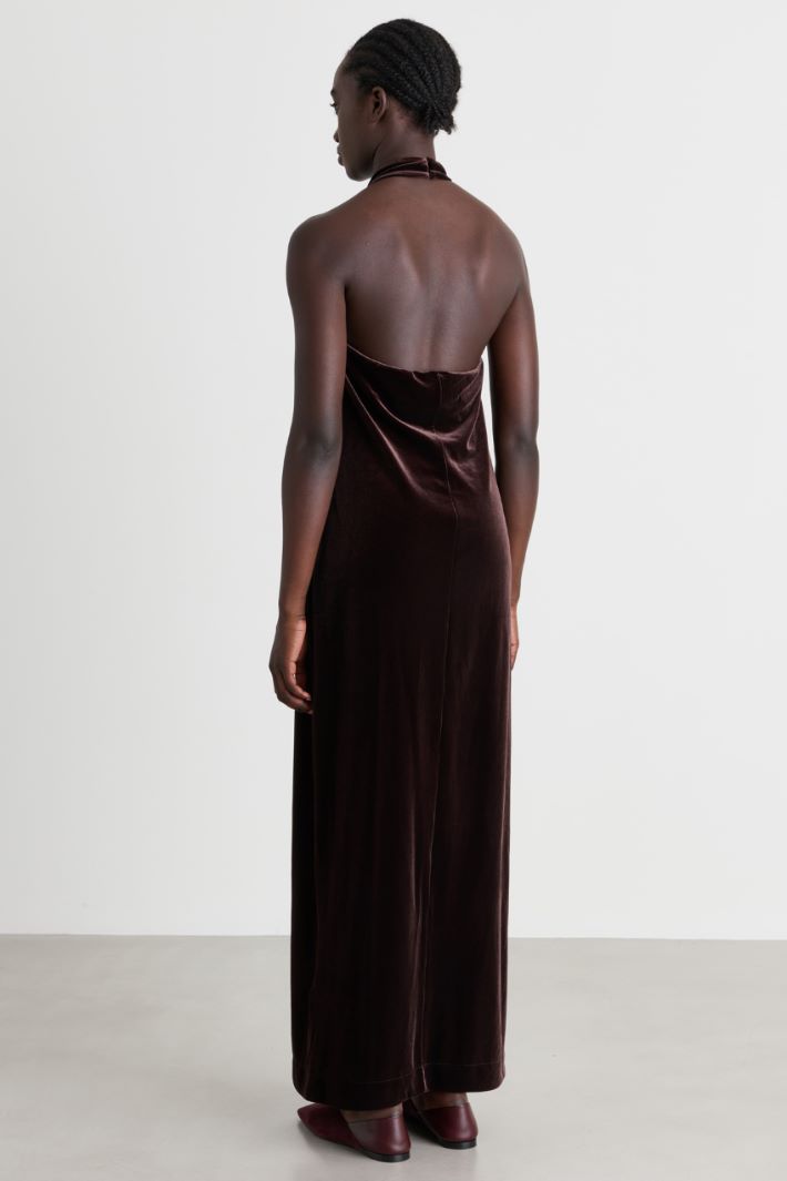 Sleeveless velvet dress - BROWN - Intrend - 4