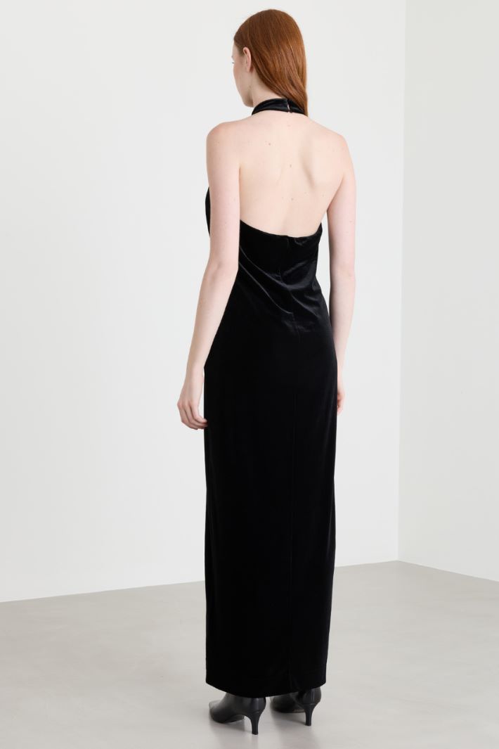 Sleeveless velvet dress - BLACK - Intrend - 4