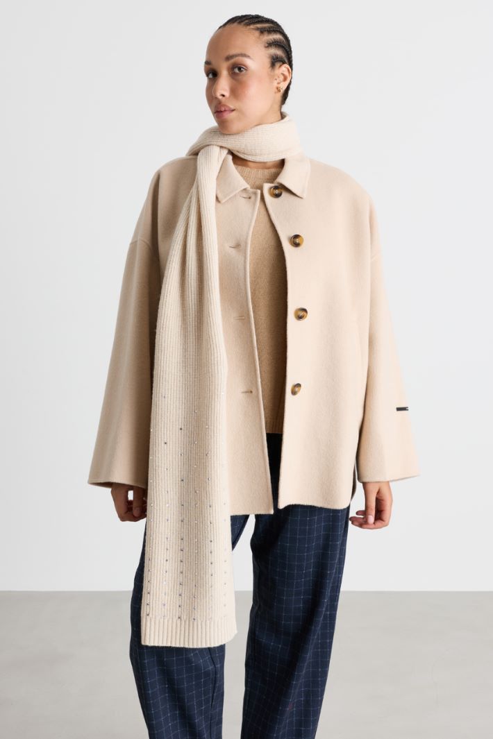 Rhinestone Scarf - WHITE - Intrend