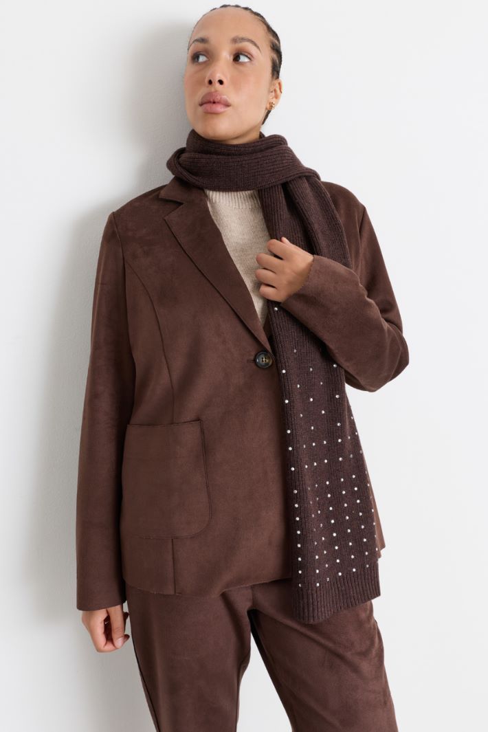 Rhinestone Scarf - BROWN - Intrend