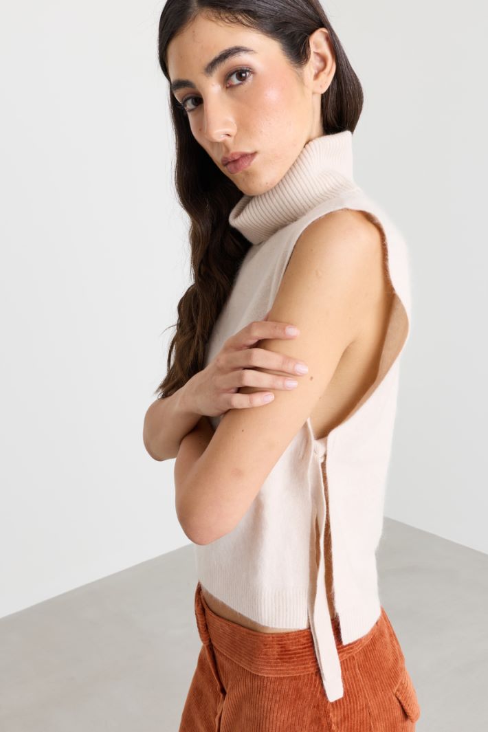 Cashmere-blend tabard - WHITE - Intrend - 4