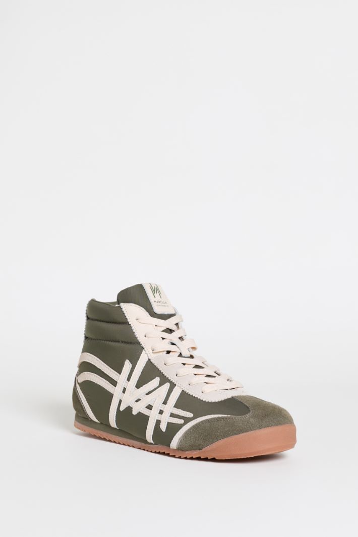 Mixed-Material Trainers - GREEN WHITE - Intrend - 2