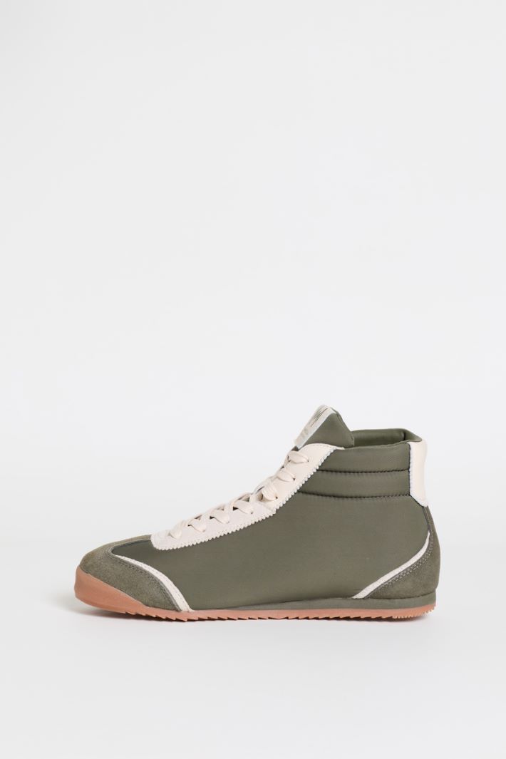 Mixed-Material Trainers - GREEN WHITE - Intrend - 3