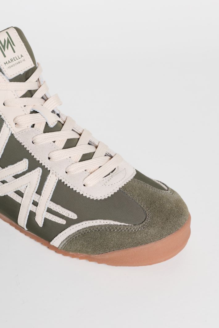 Mixed-Material Trainers - GREEN WHITE - Intrend - 4