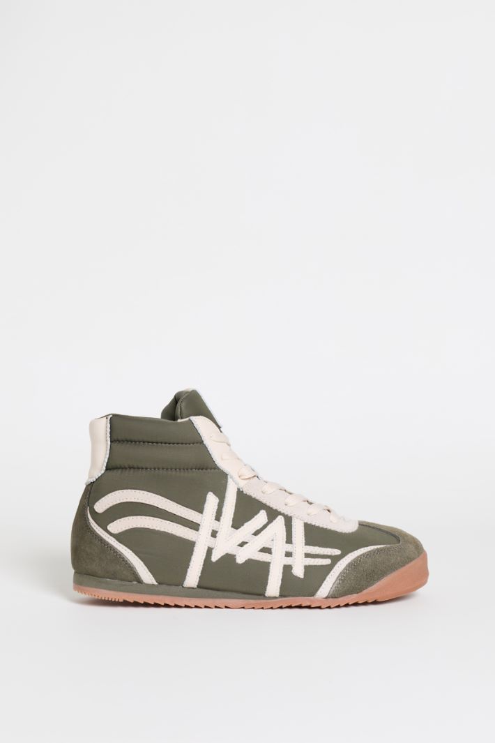 Mixed-Material Trainers - GREEN WHITE - Intrend