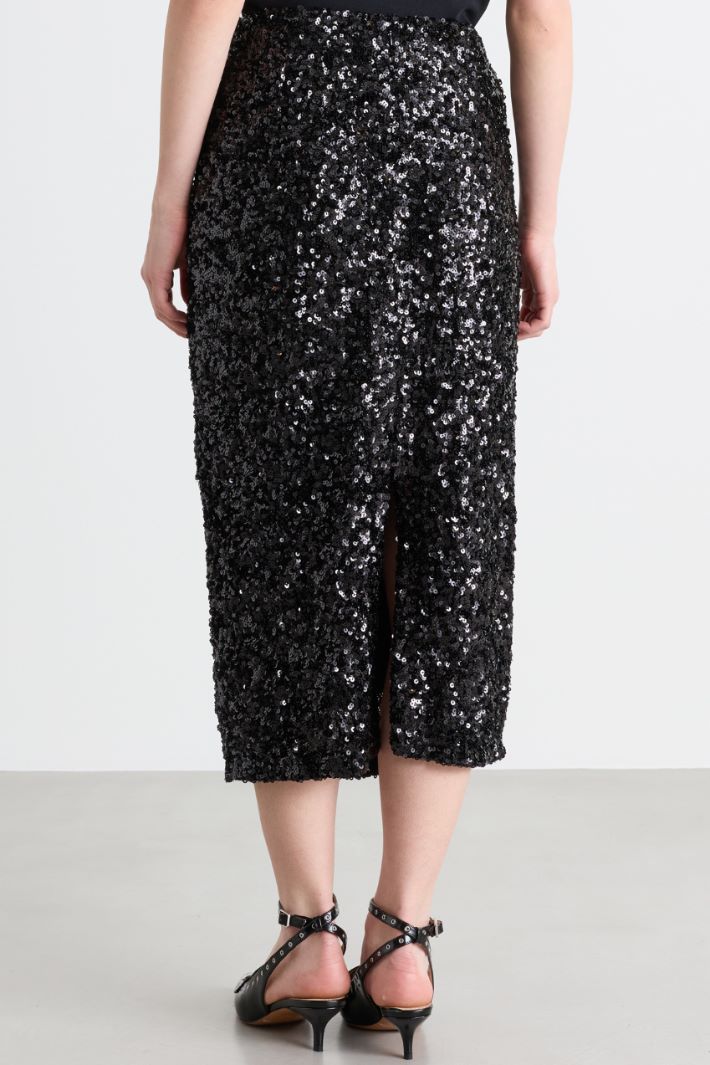 Sequin midi skirt - BLACK - Intrend - 4