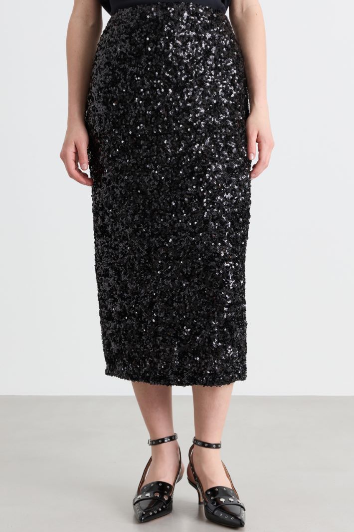 Sequin midi skirt - BLACK - Intrend - 2