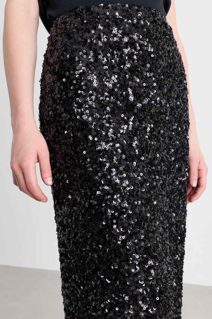 Sequin midi skirt - BLACK - Intrend - 3