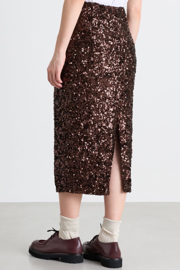 Sequin midi skirt - BROWN - Intrend - 4