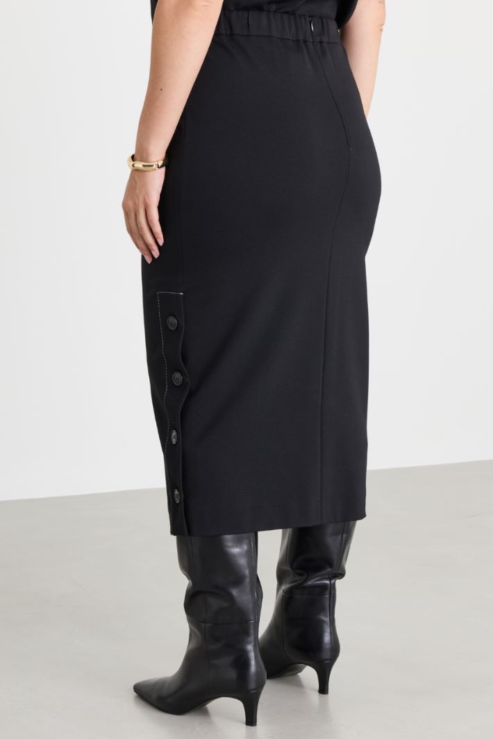 Pencil skirt with slit - BLACK - Intrend - 4