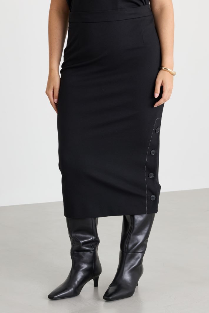 Pencil skirt with slit - BLACK - Intrend - 2