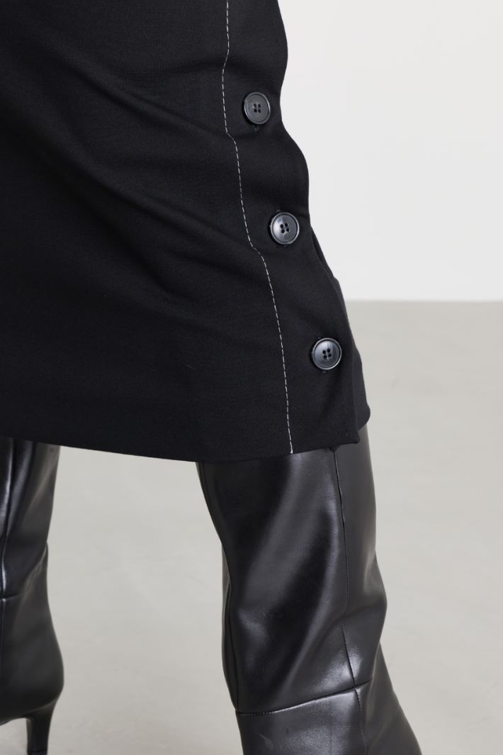 Pencil skirt with slit - BLACK - Intrend - 3