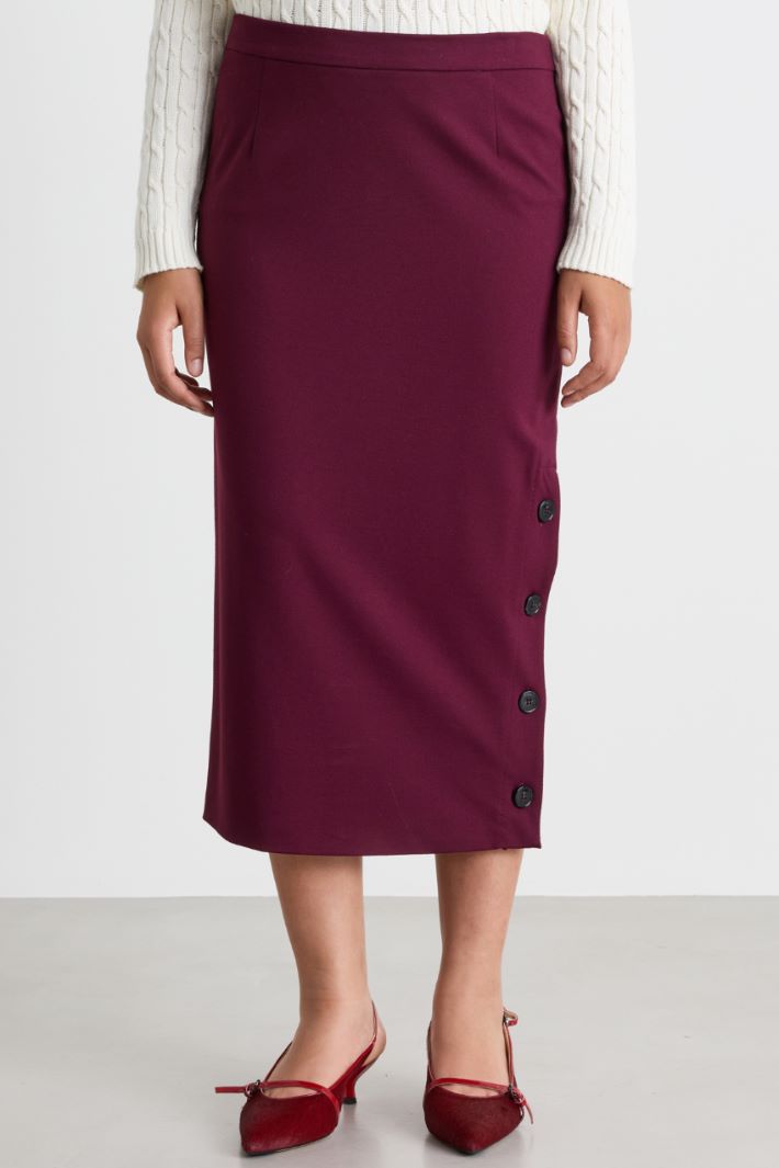 Pencil skirt with slit - BORDEAUX - Intrend - 2