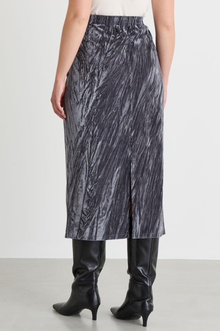 Velvet jersey pencil skirt - GREY - Intrend - 4
