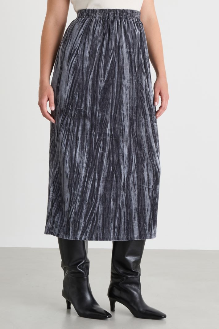 Velvet jersey pencil skirt - GREY - Intrend - 2