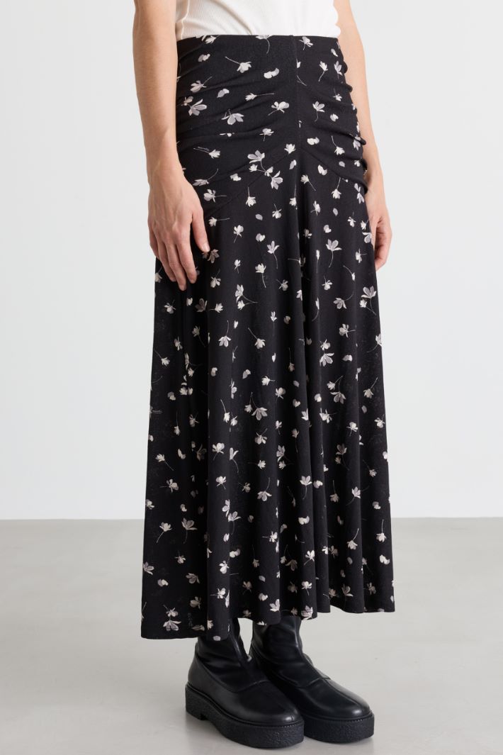 Printed jersey skirt - BLACK WHITE - Intrend - 2