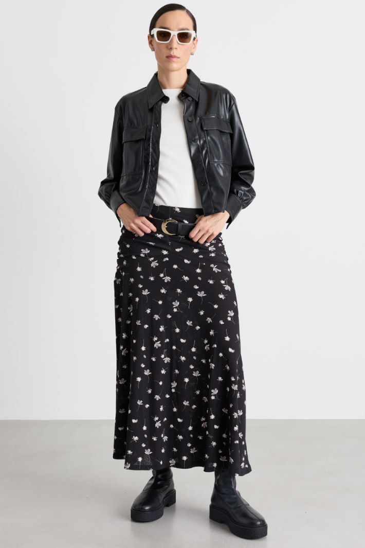 Printed jersey skirt - BLACK WHITE - Intrend