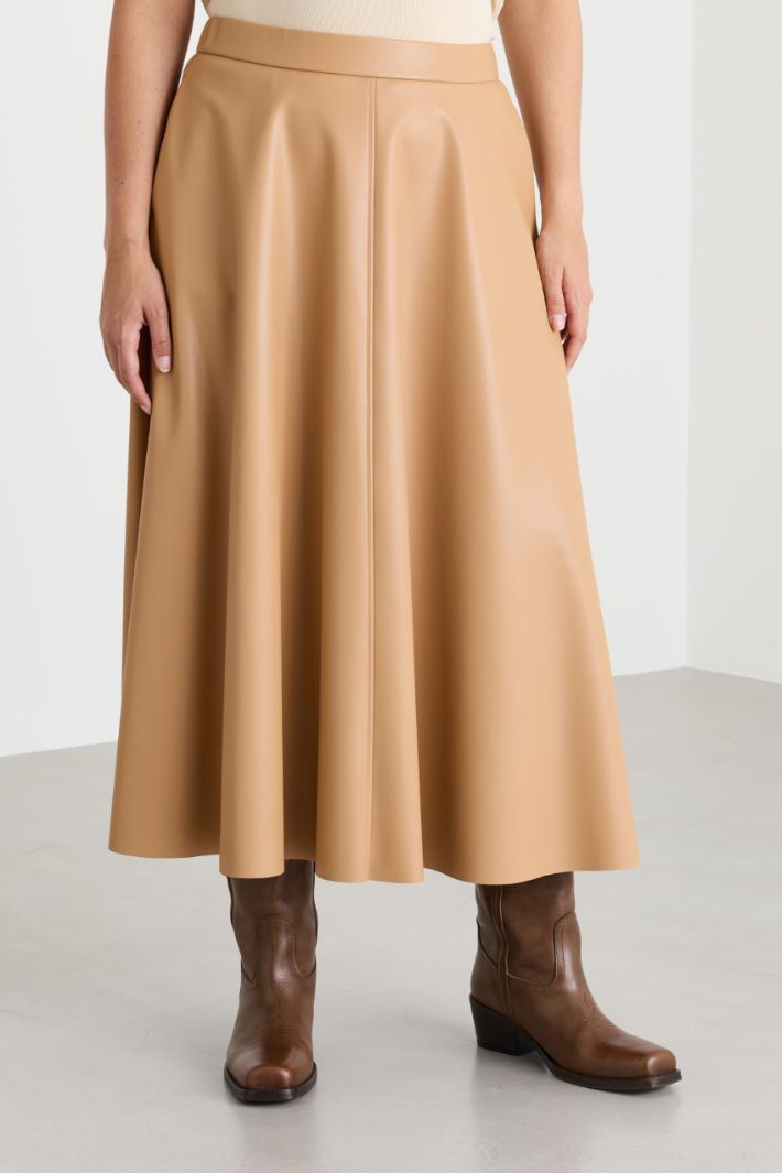 Coated jersey skirt - CAMEL - Intrend - 2