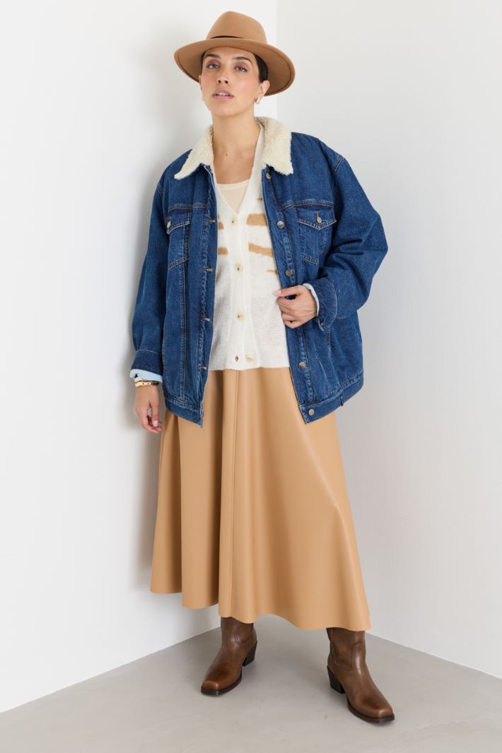 Coated jersey skirt - CAMEL - Intrend