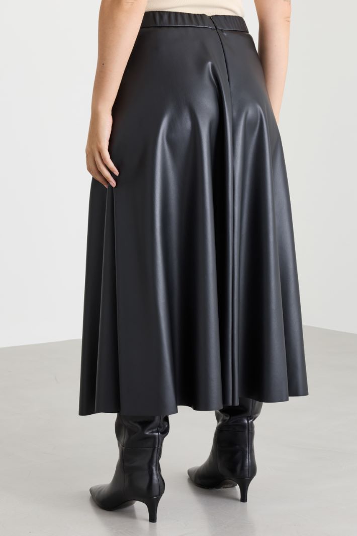 Coated jersey skirt - BLACK - Intrend - 4