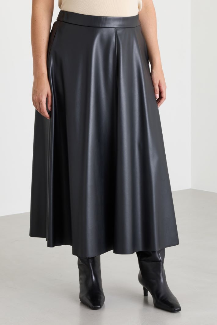 Coated jersey skirt - BLACK - Intrend - 2