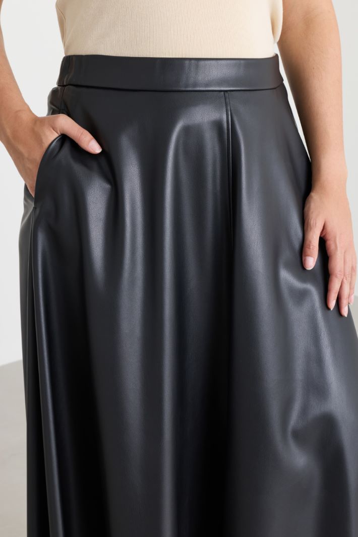 Coated jersey skirt - BLACK - Intrend - 3