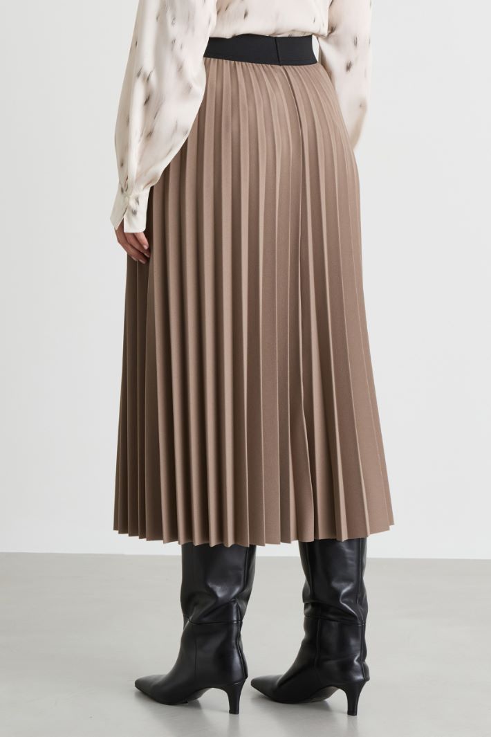 Long pleated jersey skirt - BEIGE - Intrend - 4